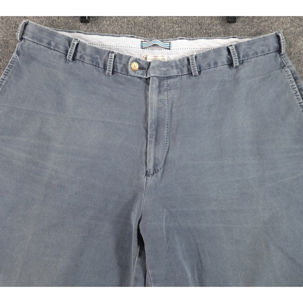Peter Millar Shorts Mens 38 Pima Cotton Washed Blue Gray Faded Chino Golf Casual